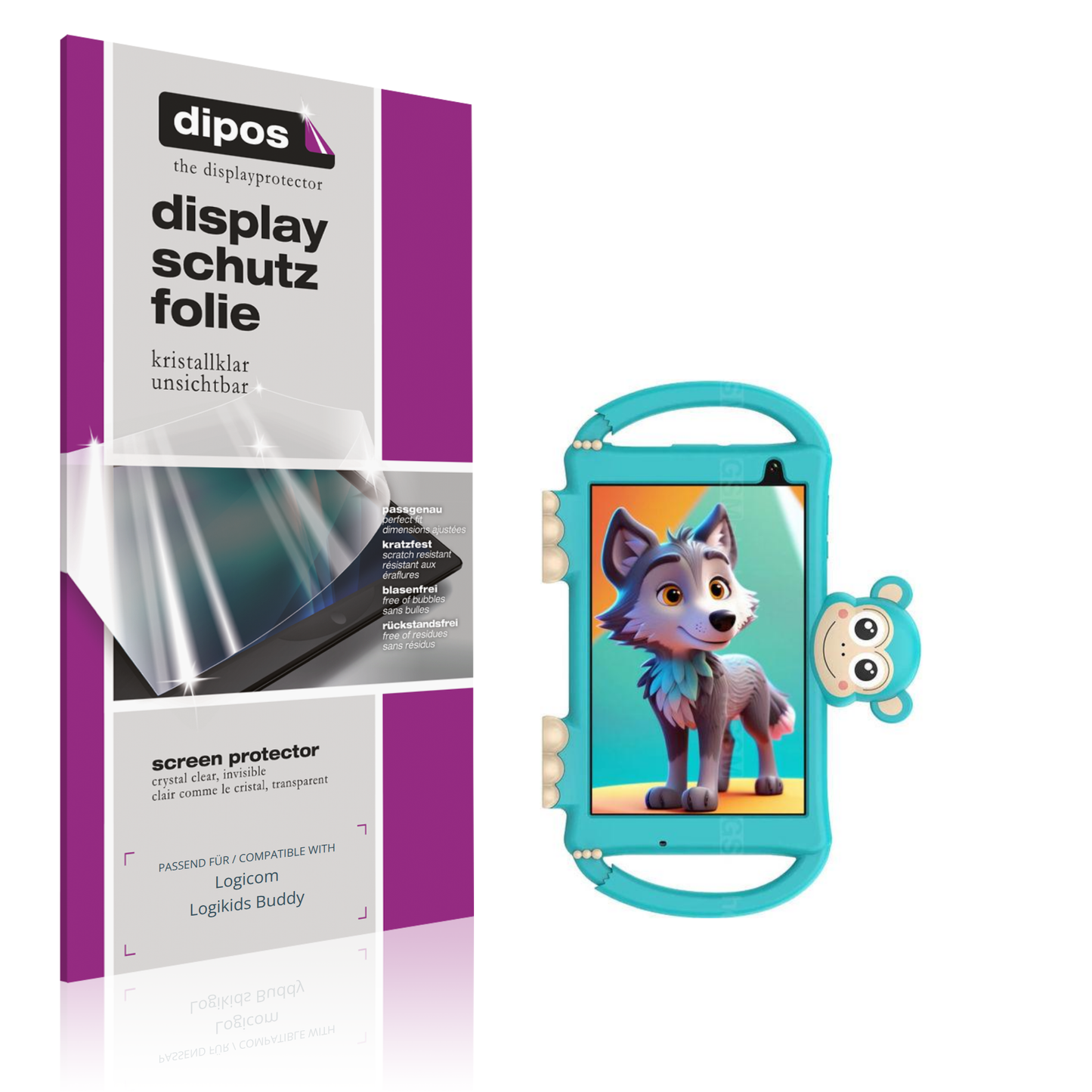 Klare Displayschutzfolie von dipos passend für Logicom Logikids Buddy, präziser Zuschnitt und blasenfrei montiert
