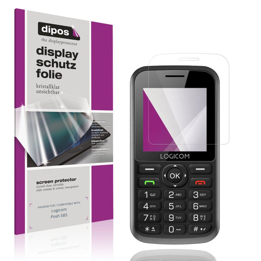Klare Displayschutzfolie von dipos passend für Logicom Posh S85, präziser Zuschnitt und blasenfrei montiert
