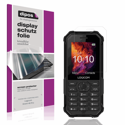 Klare Displayschutzfolie von dipos passend für Logicom Xtrem 40 Pro, präziser Zuschnitt und blasenfrei montiert