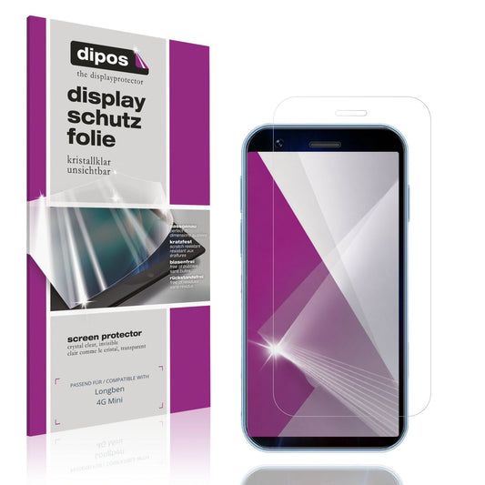Klare Displayschutzfolie von dipos passend für Longben 4G Mini, präziser Zuschnitt und blasenfrei montiert