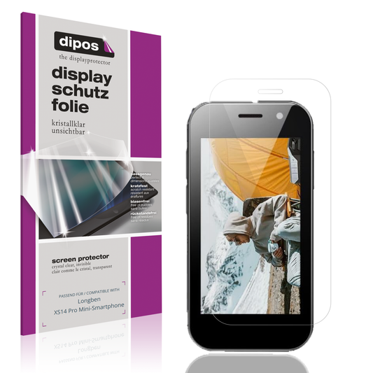 Klare Displayschutzfolie von dipos passend für Longben XS14 Pro Mini-Smartphone, präziser Zuschnitt und blasenfrei montiert