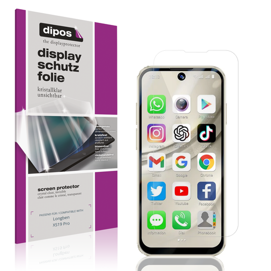 Klare Displayschutzfolie von dipos passend für Longben XS19 Pro, präziser Zuschnitt und blasenfrei montiert