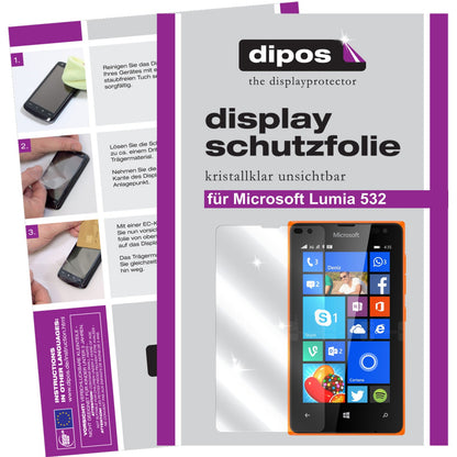 Klare Displayschutzfolie von dipos passend für Lumia 532 Microsoft, präziser Zuschnitt und blasenfrei montiert