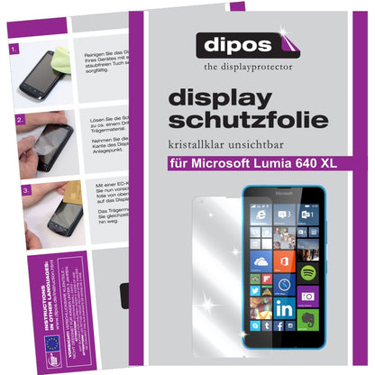 Klare Displayschutzfolie von dipos passend für Lumia 640 XL Nokia, präziser Zuschnitt und blasenfrei montiert