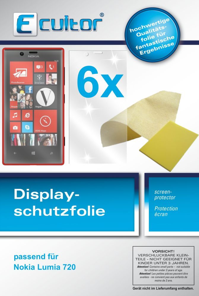 Klare Displayschutzfolie von dipos passend für Lumia 720 Nokia, präziser Zuschnitt und blasenfrei montiert
