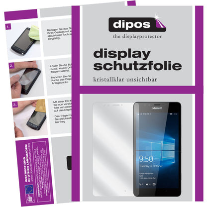 Klare Displayschutzfolie von dipos passend für Lumia 950 Microsoft, präziser Zuschnitt und blasenfrei montiert