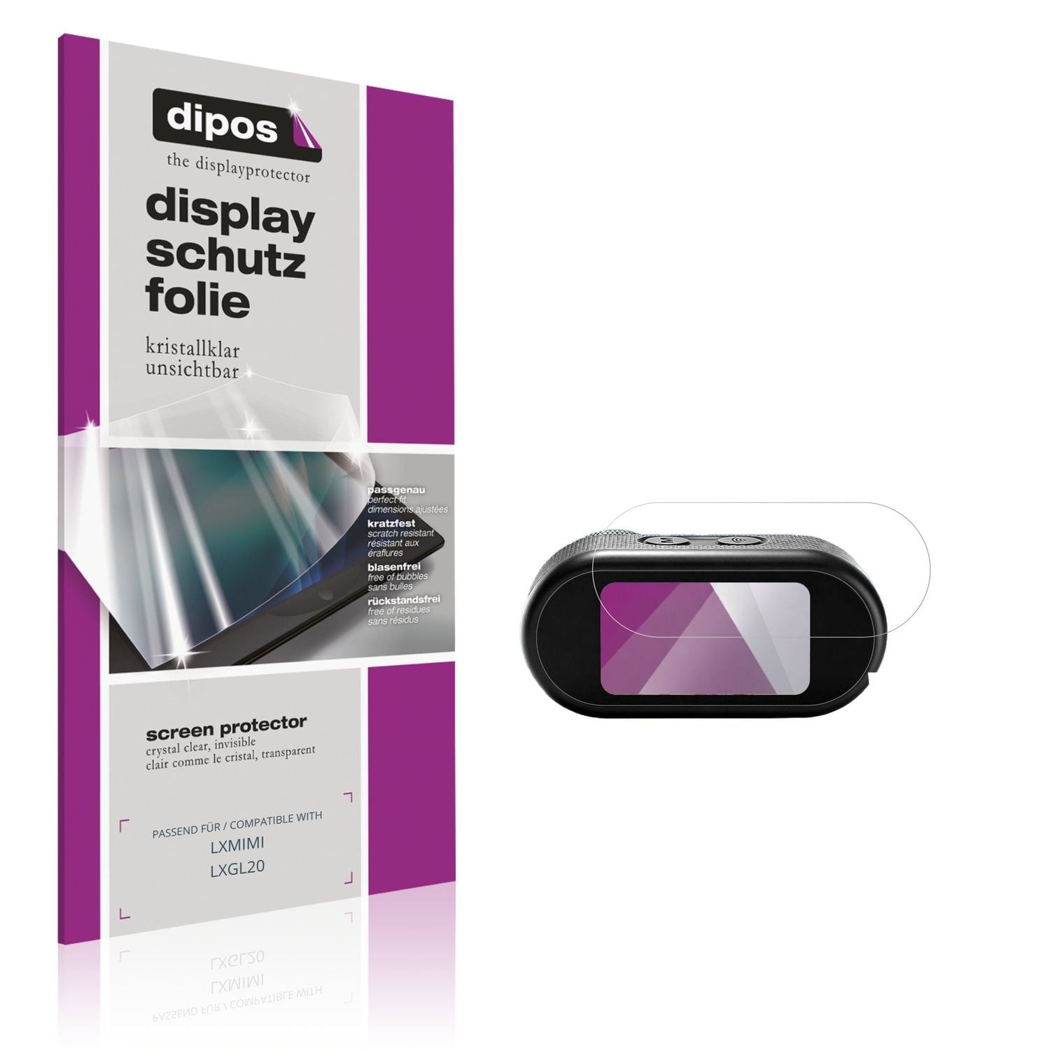 Klare Displayschutzfolie von dipos passend für LXMIMI LXGL20, präziser Zuschnitt und blasenfrei montiert