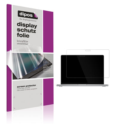 Klare Displayschutzfolie von dipos passend für MacBook Pro M4 14 Zoll 2024, präziser Zuschnitt und blasenfrei montiert