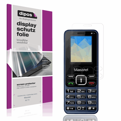 Klare Displayschutzfolie von dipos passend für Masstel Izi 11, präziser Zuschnitt und blasenfrei montiert