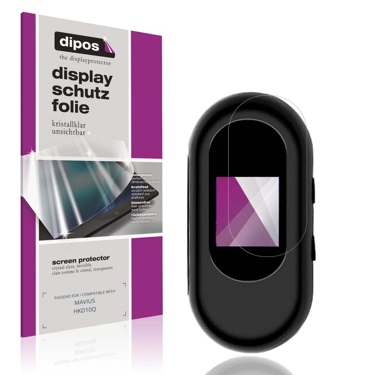 Klare Displayschutzfolie von dipos passend für MAVIUS HKD10Q, präziser Zuschnitt und blasenfrei montiert