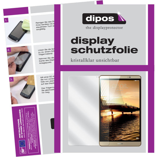Klare Displayschutzfolie von dipos passend für Mediapad M2 8.0 Huawei, präziser Zuschnitt und blasenfrei montiert