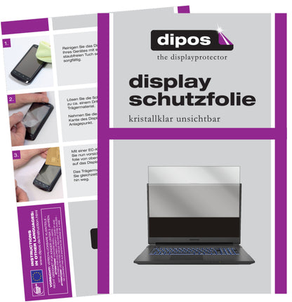 Klare Displayschutzfolie von dipos passend für Medion Erazer Guardian X10, präziser Zuschnitt und blasenfrei montiert