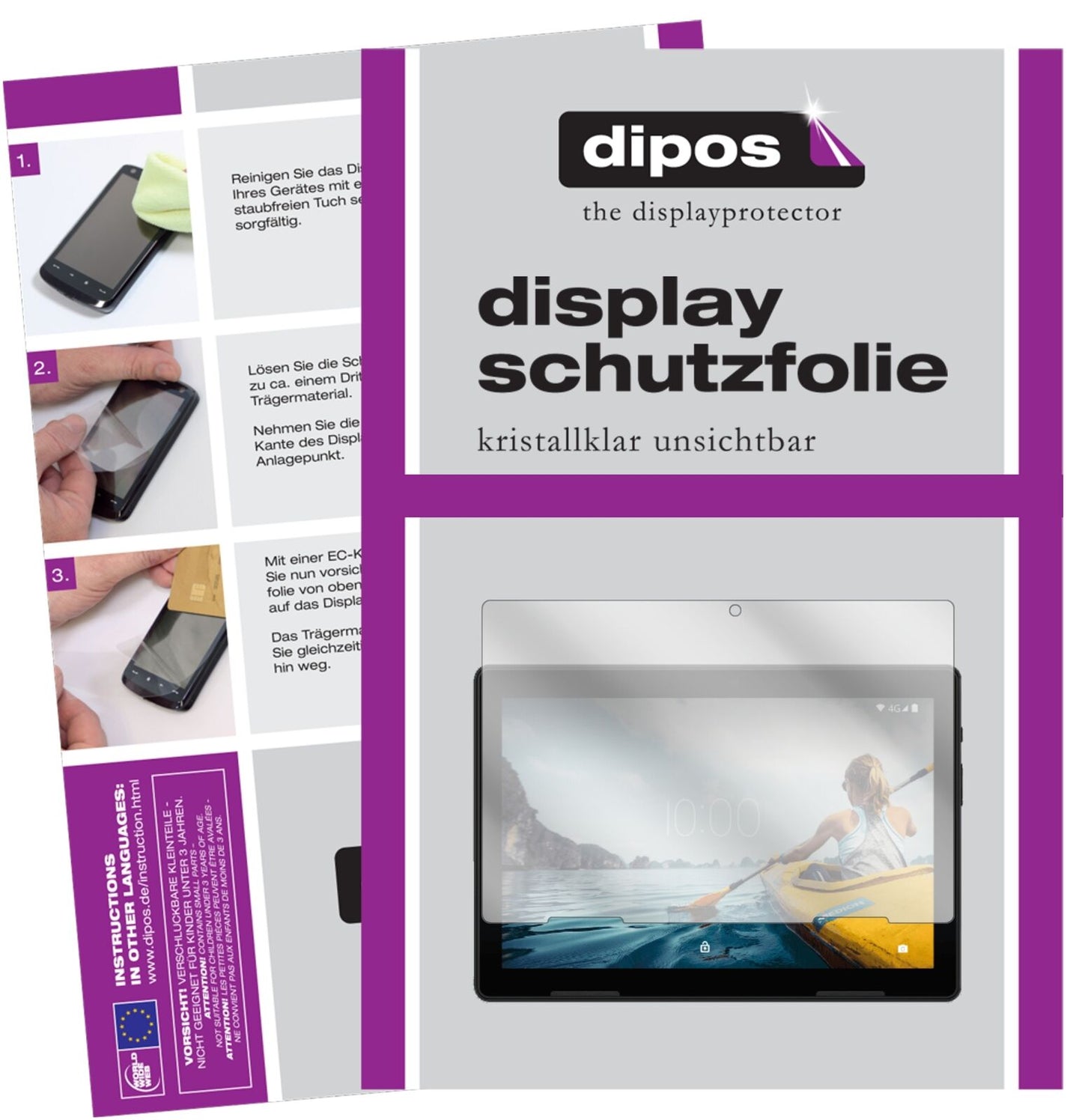Klare Displayschutzfolie von dipos passend für Medion Life P10710 ?10 Zoll Tablet, präziser Zuschnitt und blasenfrei montiert