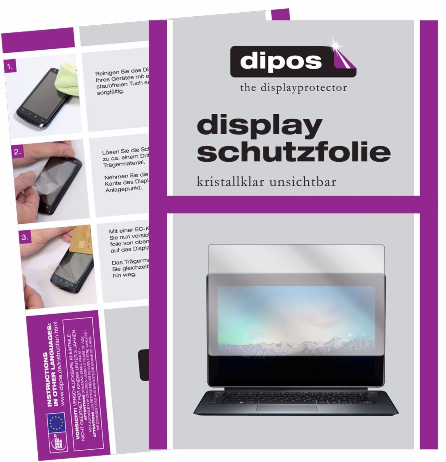 Klare Displayschutzfolie von dipos passend für Medion P3401T, präziser Zuschnitt und blasenfrei montiert