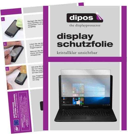 Klare Displayschutzfolie von dipos passend für Medion P7648, präziser Zuschnitt und blasenfrei montiert