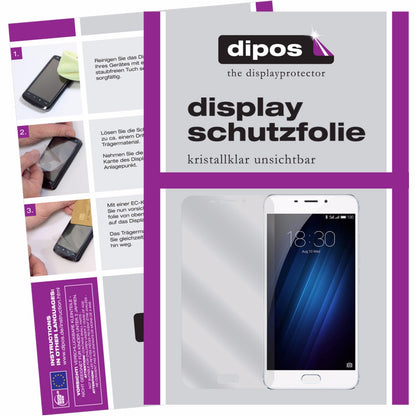 Klare Displayschutzfolie von dipos passend für Meizu E, präziser Zuschnitt und blasenfrei montiert