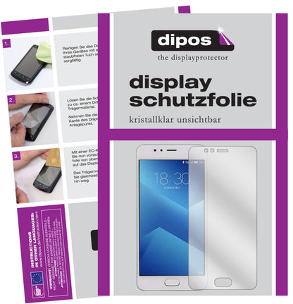 Klare Displayschutzfolie von dipos passend für Meizu M5s, präziser Zuschnitt und blasenfrei montiert