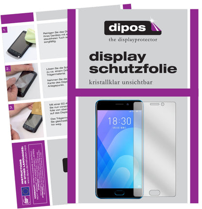 Klare Displayschutzfolie von dipos passend für Meizu M6 Note, präziser Zuschnitt und blasenfrei montiert