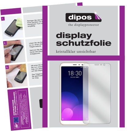 Klare Displayschutzfolie von dipos passend für Meizu M6T, präziser Zuschnitt und blasenfrei montiert