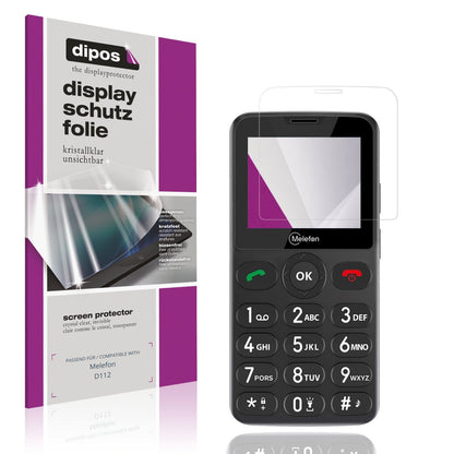 Klare Displayschutzfolie von dipos passend für Melefon D112, präziser Zuschnitt und blasenfrei montiert