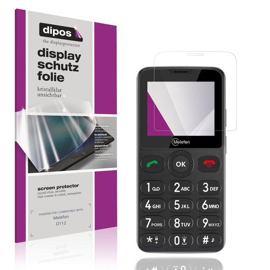 Klare Displayschutzfolie von dipos passend für Melefon D112, präziser Zuschnitt und blasenfrei montiert