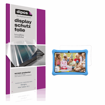 Klare Displayschutzfolie von dipos passend für Menghu Kids Tablet 10.1, präziser Zuschnitt und blasenfrei montiert