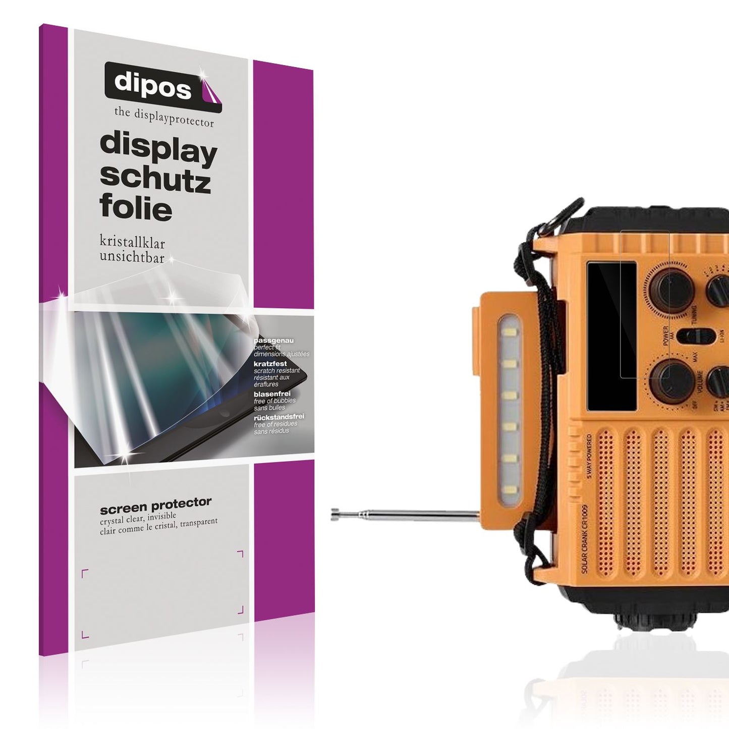Klare Displayschutzfolie von dipos passend für Mesqool 1009-Y, präziser Zuschnitt und blasenfrei montiert