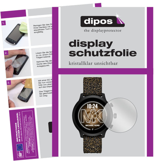 Klare Displayschutzfolie von dipos passend für Michael Kors Access GO, präziser Zuschnitt und blasenfrei montiert