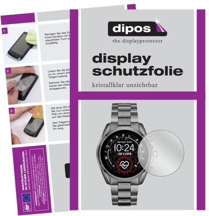Klare Displayschutzfolie von dipos passend für Michael Kors Bradshaw 2, präziser Zuschnitt und blasenfrei montiert