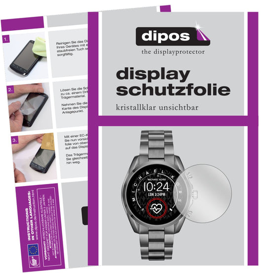 Klare Displayschutzfolie von dipos passend für Michael Kors Bradshaw 2, präziser Zuschnitt und blasenfrei montiert