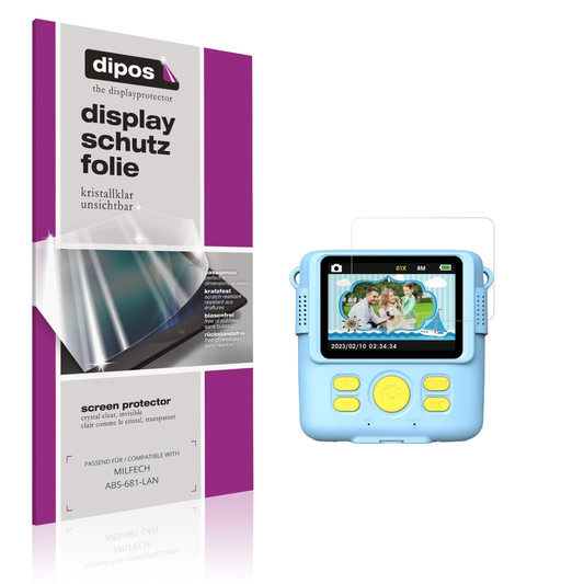 Klare Displayschutzfolie von dipos passend für MILFECH ABS-681-LAN, präziser Zuschnitt und blasenfrei montiert