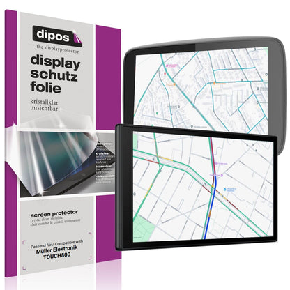 Klare Displayschutzfolie von dipos passend für Müller Elektronik TOUCH800, präziser Zuschnitt und blasenfrei montiert