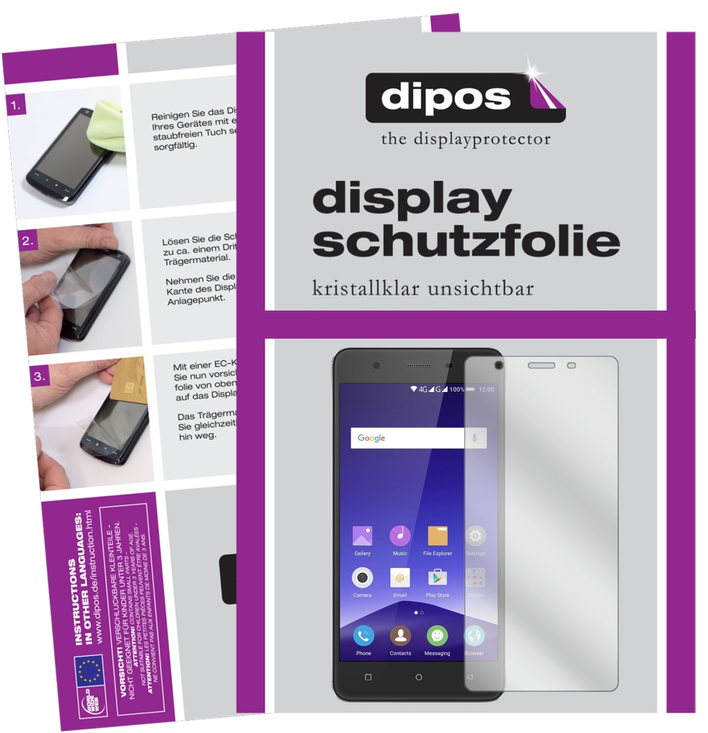 Klare Displayschutzfolie von dipos passend für Mobistel Cynus F10, präziser Zuschnitt und blasenfrei montiert