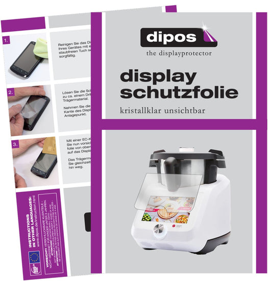 Klare Displayschutzfolie von dipos passend für Monsieur Cuisine smart SKMS 1200 A1, präziser Zuschnitt und blasenfrei montiert