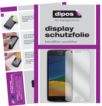Klare Displayschutzfolie von dipos passend für Motorola Moto G5, präziser Zuschnitt und blasenfrei montiert