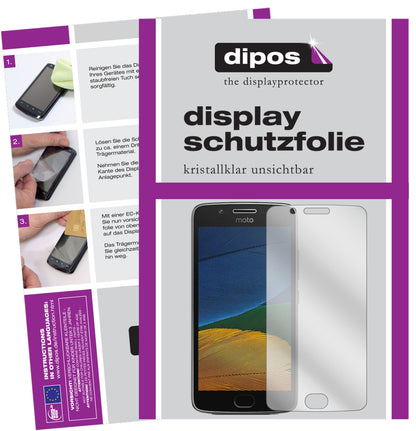 Klare Displayschutzfolie von dipos passend für Motorola Moto G5 Plus, präziser Zuschnitt und blasenfrei montiert
