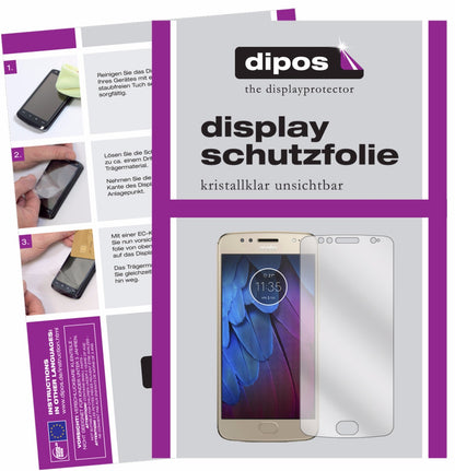 Klare Displayschutzfolie von dipos passend für Motorola Moto G5s Plus, präziser Zuschnitt und blasenfrei montiert