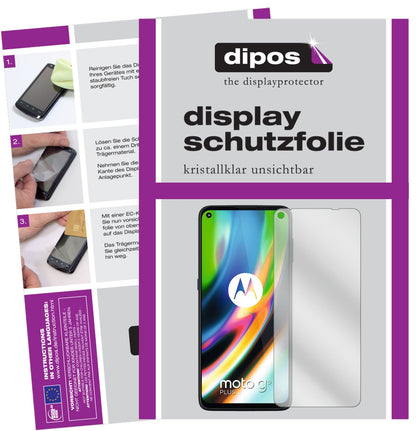 Klare Displayschutzfolie von dipos passend für Motorola Moto G9 Plus, präziser Zuschnitt und blasenfrei montiert
