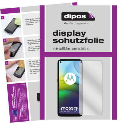 Klare Displayschutzfolie von dipos passend für Motorola Moto G9 Power, präziser Zuschnitt und blasenfrei montiert