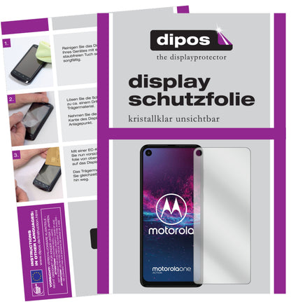 Klare Displayschutzfolie von dipos passend für Motorola One Action, präziser Zuschnitt und blasenfrei montiert
