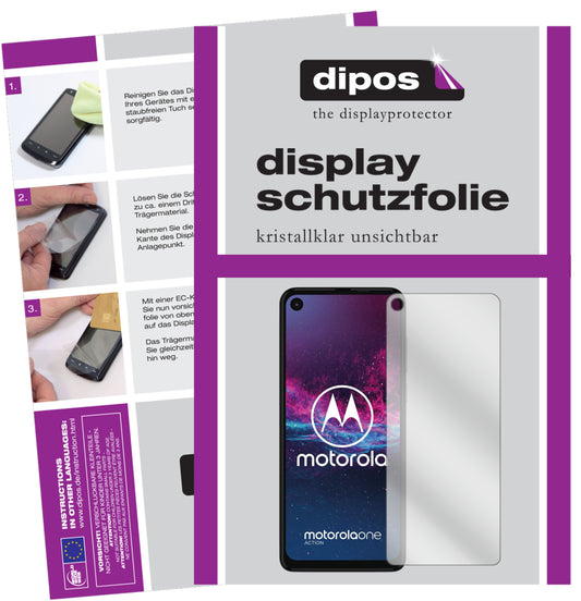 Klare Displayschutzfolie von dipos passend für Motorola One Action, präziser Zuschnitt und blasenfrei montiert