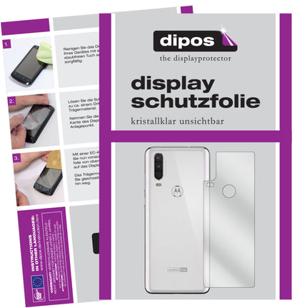 Klare Displayschutzfolie von dipos passend für Motorola One Action Rückseite, präziser Zuschnitt und blasenfrei montiert