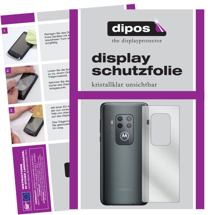 Klare Displayschutzfolie von dipos passend für Motorola One Zoom Rückseite, präziser Zuschnitt und blasenfrei montiert