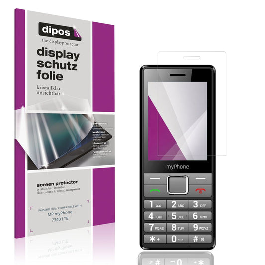 Klare Displayschutzfolie von dipos passend für MP myPhone 7340 LTE, präziser Zuschnitt und blasenfrei montiert