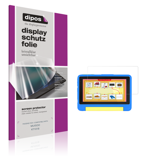 Klare Displayschutzfolie von dipos passend für MUISOO KT1018, präziser Zuschnitt und blasenfrei montiert
