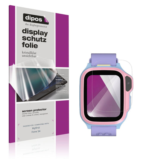 Klare Displayschutzfolie von dipos passend für Myfirst Fone S4, präziser Zuschnitt und blasenfrei montiert