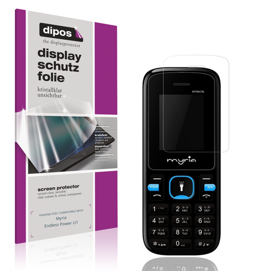 Klare Displayschutzfolie von dipos passend für Myria Endless Power U1, präziser Zuschnitt und blasenfrei montiert