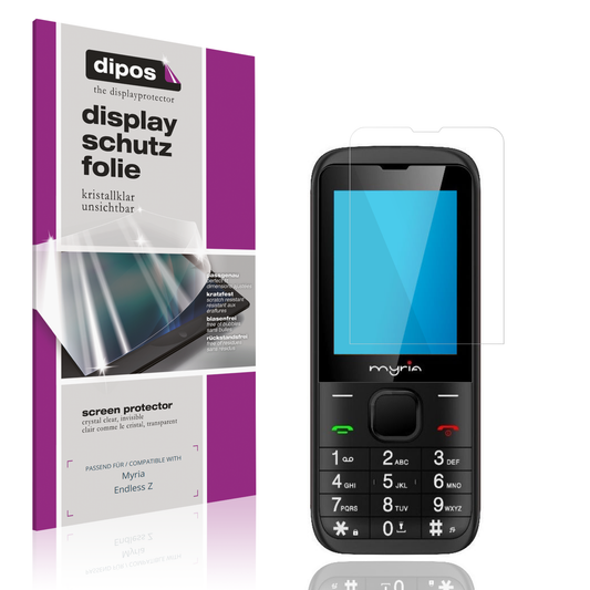 Klare Displayschutzfolie von dipos passend für Myria Endless Z, präziser Zuschnitt und blasenfrei montiert