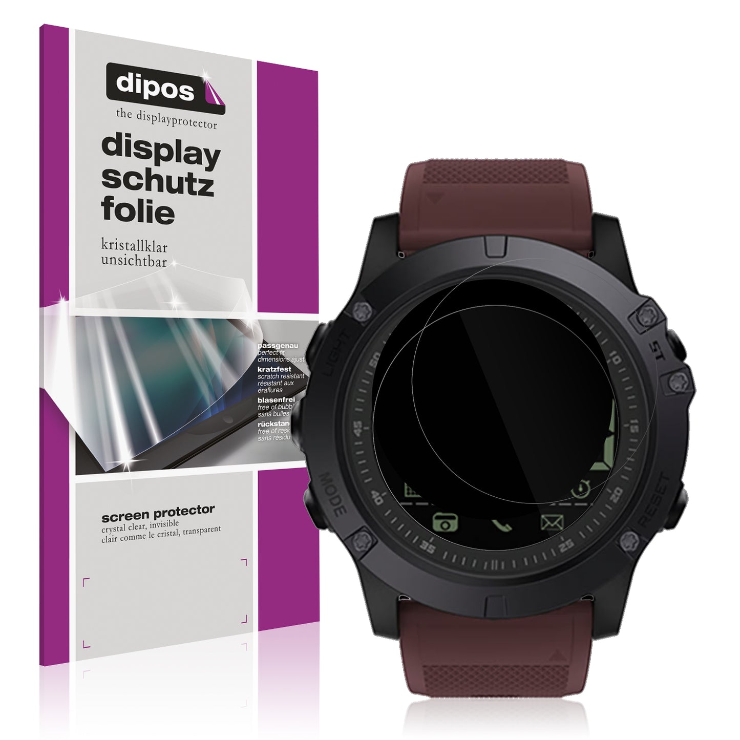 Klare Displayschutzfolie von dipos passend für Nasa BNA30129-002 (51 mm), präziser Zuschnitt und blasenfrei montiert