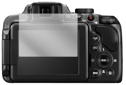 Klare Displayschutzfolie von dipos passend für Nikon Coolpix B600, präziser Zuschnitt und blasenfrei montiert